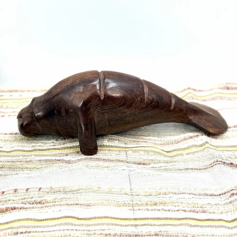 Vintage Hand Carved Ironwood Manatee Sea Cow Figurine Sculpture